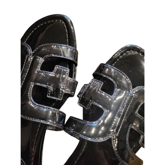 Sam Edelman Sandals Women's 10 Black Bay Slide Patent Leather Designer Sandal - Picture 4 of 5